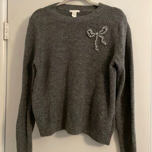 Gray Embellished Sweater
